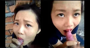 Ghệ liếm củ khoải ở vườn sau nhà