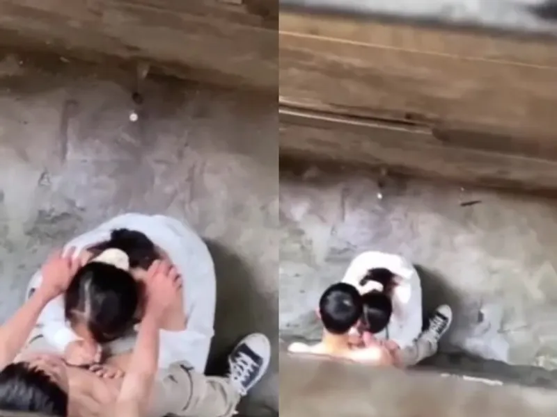 Quay lén nữ sinh mút chuối anh bồ ở khe nhà